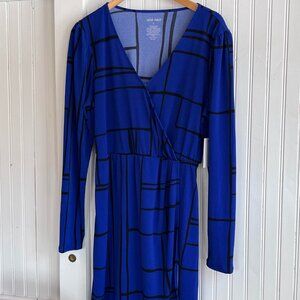 Nine West Blue/Black Long Sleeve Dress